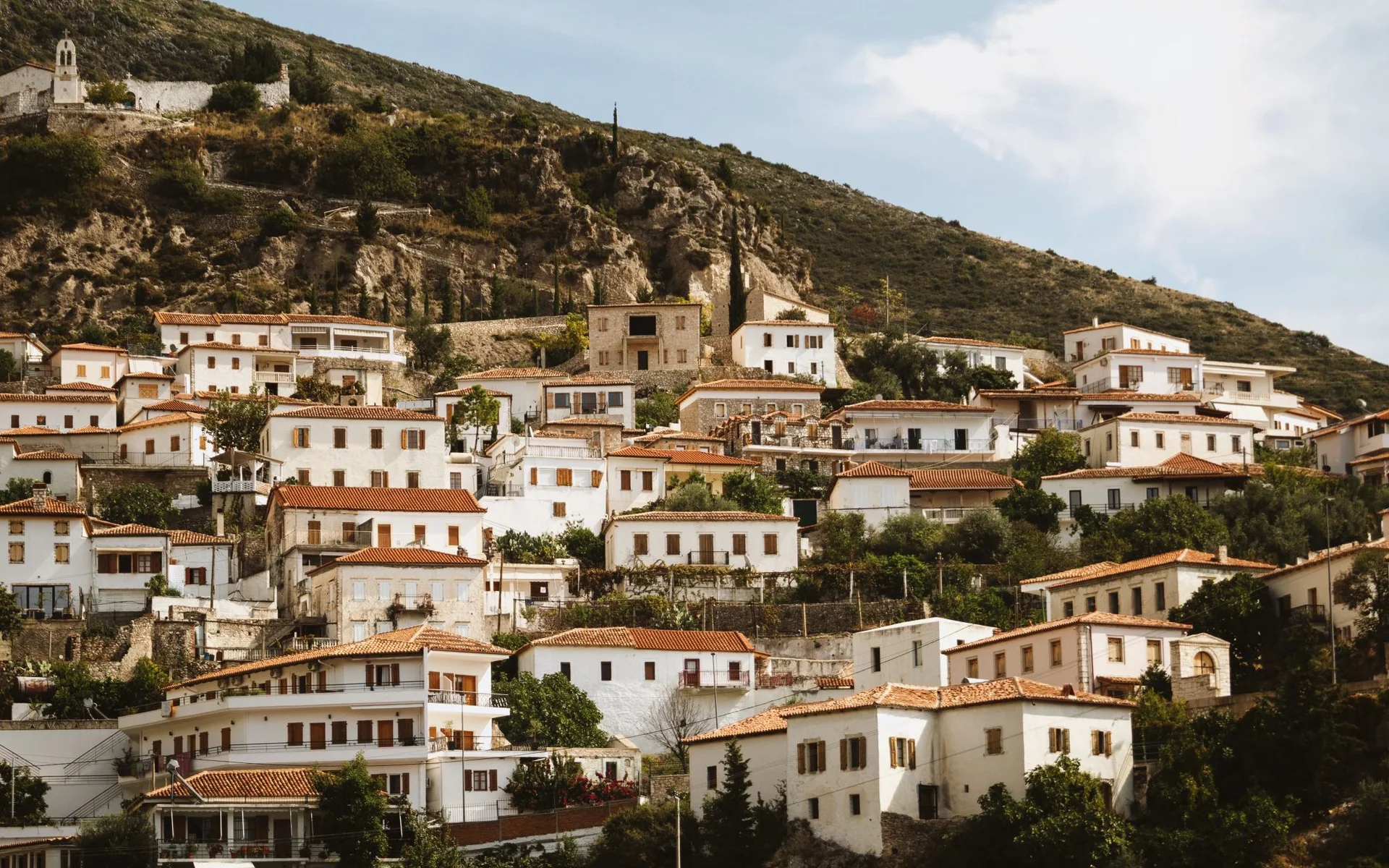 Traditional Houses on a Hillside in Dhërmi, Albania