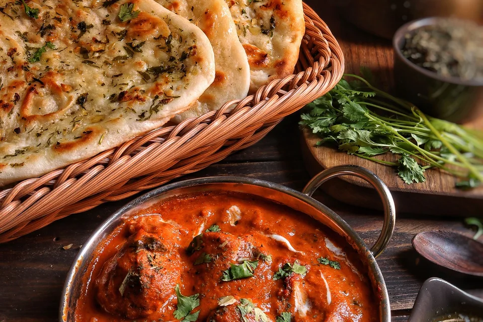 BookNoFees: Example photo: Curry served with garlic naan